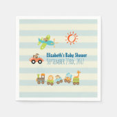 Dier Speelgoed Train, Auto en Vliegtuig op Stripes Servetten (Voorkant)