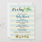 Dier Speelgoed Train en Vliegtuig Baby Boy Shower Kaart (Voorkant)