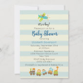 Dier Speelgoed Train en Vliegtuig Baby Boy Shower Kaart (Voorkant)
