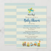 Dier Speelgoed Train en Vliegtuig Baby Boy Shower Kaart (Voorkant / Achterkant)