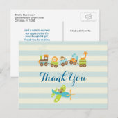 Dier Speelgoed Train en Vliegtuig op Stripes Dank  Briefkaart (Voorkant / Achterkant)