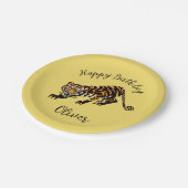 Dier -TIJGER- Gelukkige Verjaardag - Geel Papier B Papieren Bordje (Gekanteld)