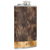 Dier Tijger Monogram Print Goud Elegante Metaalach Heupfles (Rechts)