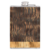 Dier Tijger Monogram Print Goud Elegante Metaalach Heupfles (Achterkant)