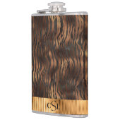 Dier Tijger Monogram Print Goud Elegante Metaalpri Heupfles (Links)