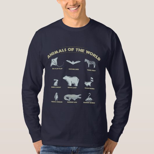 Dier van de World Exotic Wildlife Names T-shirt (Voorkant)