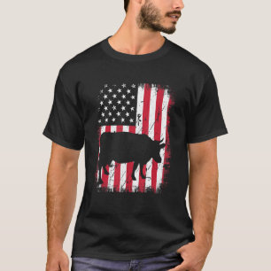 Dier Vintage Amerikaanse Vlag 4 juli Zuivel Koe T-shirt
