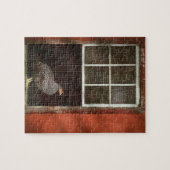 Dier - Vogel - Kip in een raam Legpuzzel (Horizontaal)