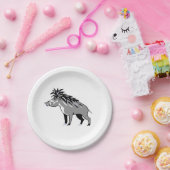Dier - WARTY PIG - Warthog - Wildlife - Natuur Papieren Bordje (Feest)