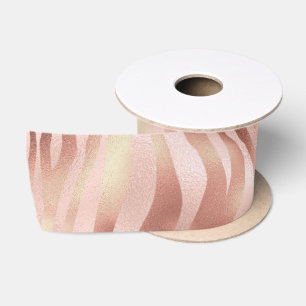 Dier zebra strepen helder roze gouden brons satijnen lint