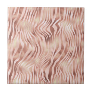 Dier Zebra Strepen Helder Roze Gouden Brons Tegeltje