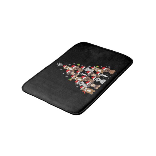 Dier Zittend in sneeuw met Lichten Kerstmis Kerstm Badmat (Gekanteld)