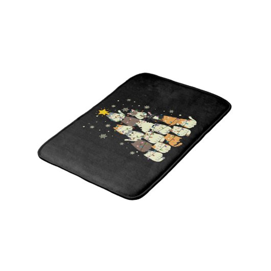 Dier Zittend in sneeuw met Lichten Kerstmis Kerstm Badmat (Gekanteld)