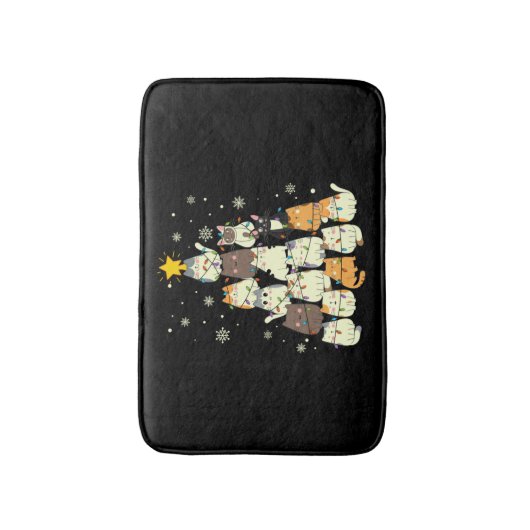 Dier Zittend in sneeuw met Lichten Kerstmis Kerstm Badmat (Voorkant Verticaal)