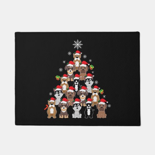 Dier Zittend in sneeuw met Lichten Kerstmis Kerstm Deurmat (Voorkant)