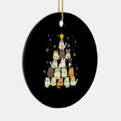 Dier Zittend in sneeuw met Lichten Kerstmis Kerstm Keramisch Ornament (Rechts)