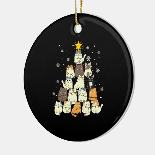 Dier Zittend in sneeuw met Lichten Kerstmis Kerstm Keramisch Ornament (Links)