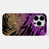 Dierafdrukken op Paarse en Gold Glitter Case-Mate iPhone Case (Achterkant (horizontaal))