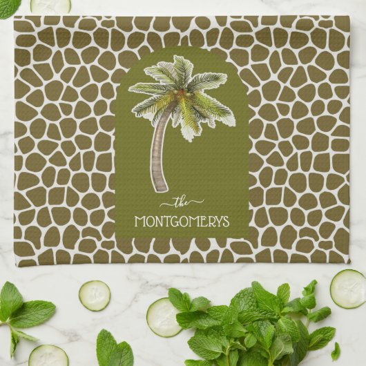 Dierafdrukken palmbomen theedoek (Gevouwen)