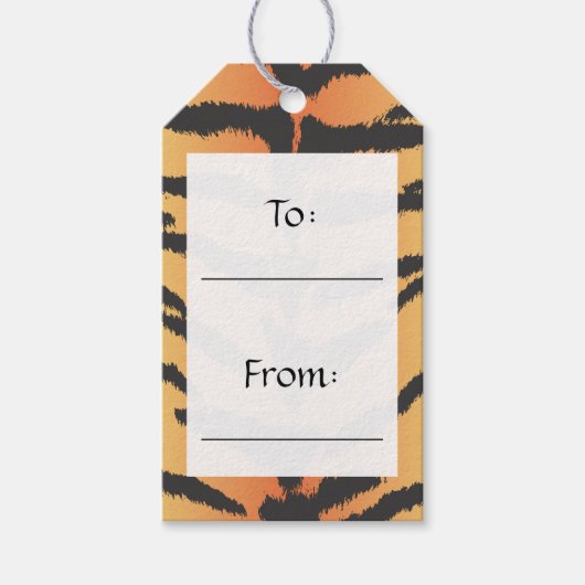 Dierafdrukken, tijgerstrepen - zwart Sinaasappel Cadeaulabel (Voorkant)