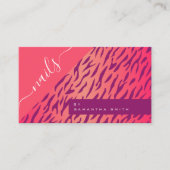 Dierafdrukken van Bright Girly Pink Tiger Zebra St Visitekaartje (Voorkant)