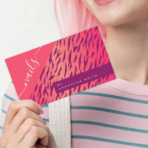 Dierafdrukken van Bright Girly Pink Tiger Zebra St Visitekaartje