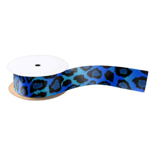 Dierafdrukken van leopard  Blauw Satijnen Lint