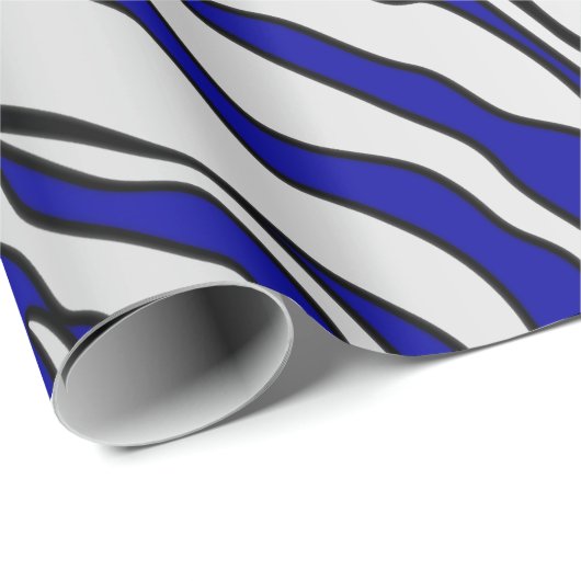 Dierafdrukken van marineblauw en witte tijgerstrep cadeaupapier (Rol Hoek)
