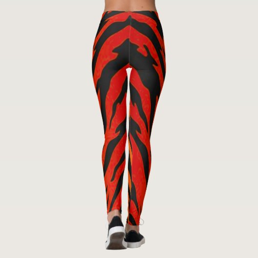 Dierafdrukken van vuurtijgerstapen leggings (Achterkant)