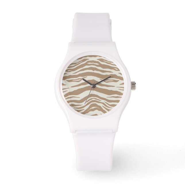 DIERAFDRUKNEUTRALE ZEBRA KUSTWIT HORLOGE (Voorkant)