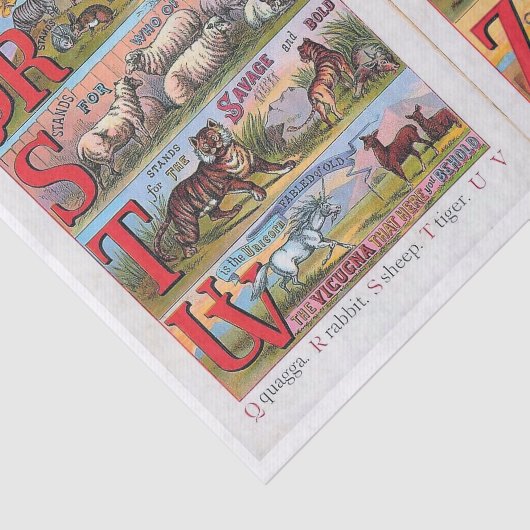  dieralfabet, geïllustreerd boekweefsel Pa Tissuepapier (Detail)