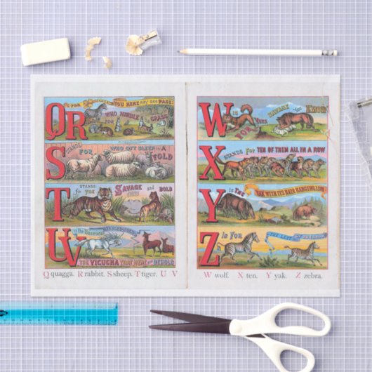  dieralfabet, geïllustreerd boekweefsel Pa Tissuepapier (Craft)