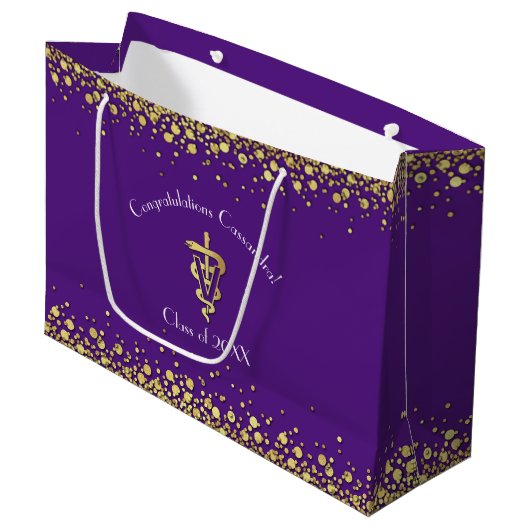 Dierarts Afstuderen Paars Goud Groot Cadeauzakje (Voorkant Gekanteld)
