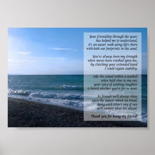 Dierbaarste Vriend Gedicht Bij de Zee Poster (Voorkant)