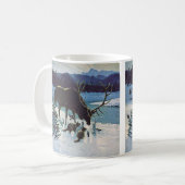 Dierbare bosdieren en eland in wintersneeuw koffiemok (Voorkant links)