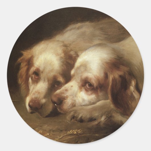 Dierbare dieren, knuffelhuisdier Spaanse puppyhond Ronde Sticker (Voorkant)