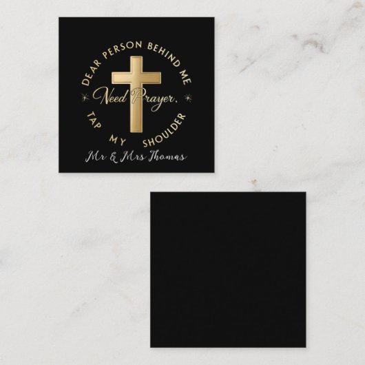 Dierbare persoon achter mij: Gebed moet op mijn sc Vierkante Visitekaartje (Voorkant / Achterkant)