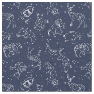 Dierconstellatie Patroon Navy Blue Fabric Stof