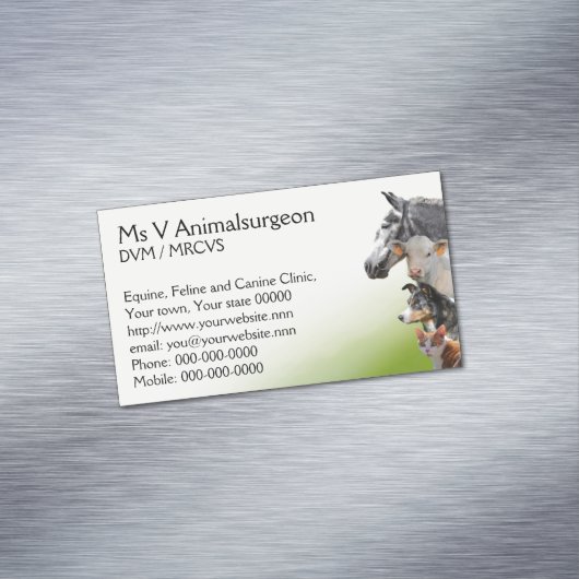 Dierdiergeneeskundige praktijk visitekaartje magneet (Voorbeeld)