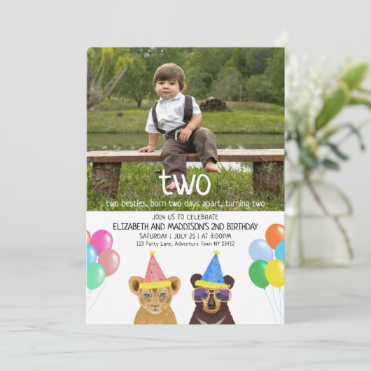 Dieren 2e verjaardag kaart (Staand voorkant)