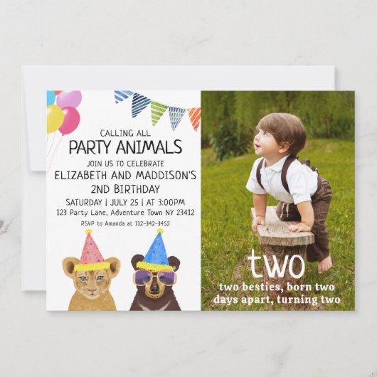 Dieren 2e verjaardag kaart (Voorkant)