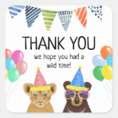 Dieren 2e verjaardag vierkante sticker (Voorkant)