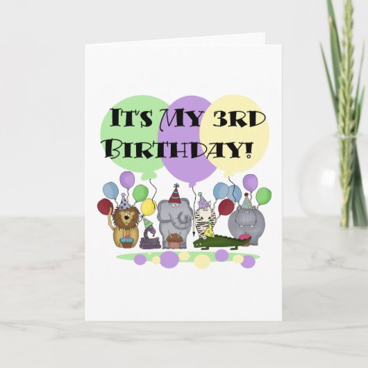 Dieren 3e verjaardag Tshirts en geschenken Kaart (Voorkant)
