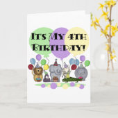 Dieren 4e verjaardag Tshirts en geschenken Kaart (Gele Bloem)