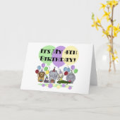 Dieren 4e verjaardag Tshirts en geschenken Kaart (Gele Bloem)