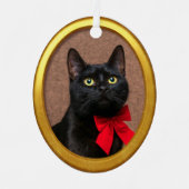 Dieren Aandenken Modern Goud Aangepaste Foto Ovaal Metalen Ornament (Voorkant)