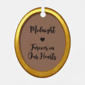 Dieren Aandenken Modern Goud Aangepaste Foto Ovaal Metalen Ornament (Achterkant)