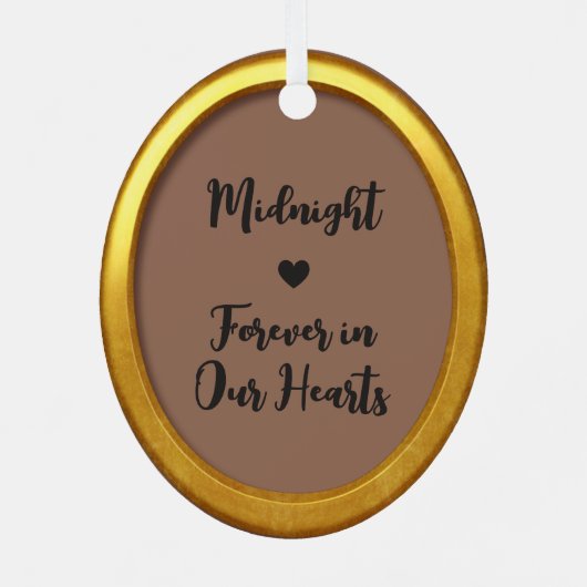 Dieren Aandenken Modern Goud Aangepaste Foto Ovaal Metalen Ornament (Achterkant)