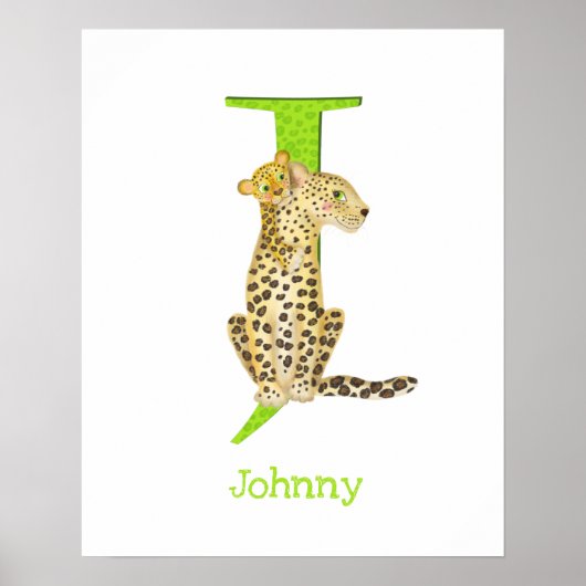Dieren ABC J is voor jaguarprint Poster (Voorkant)