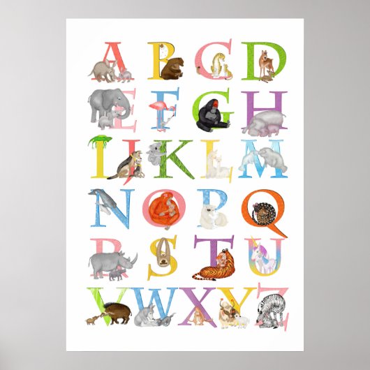 Dieren ABC-kinderkamerposter Poster (Voorkant)